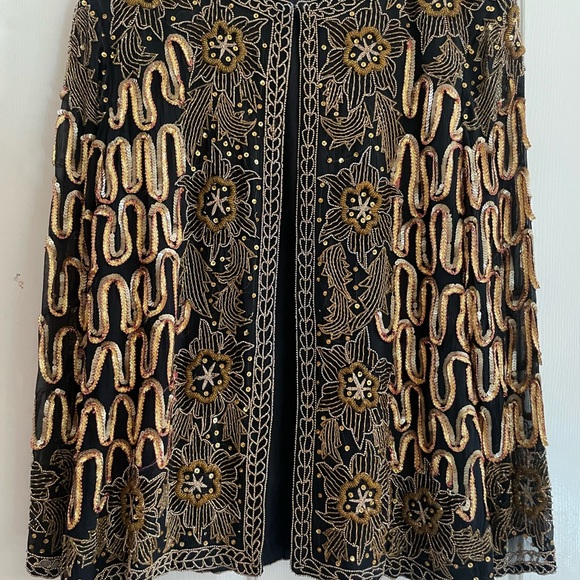 Vintage Nagpal 100% Pure Silk Beaded Embroidered Black Jacket M Floral Evening W - Picture 1 of 16